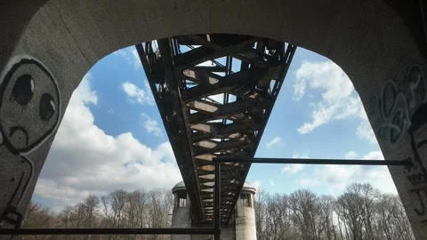 Derelict River Elbe lock infrastructure engineering framework Stock Footage 306336663