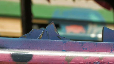 Derelict Train / Tram with graffiti Stock Footage 298592