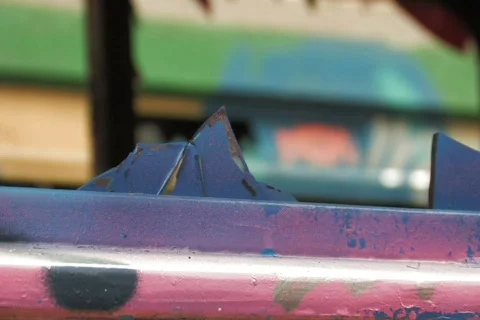 Derelict Train / Tram with graffiti NTSC Stock Footage 396907
