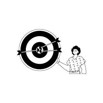 The derision is holding a decode a flatten on with arrow in the plaza lend .. Stock Illustration