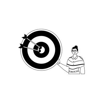 The derision is holding a decode a flatten on with arrow in the plaza lend .. Stock Illustration