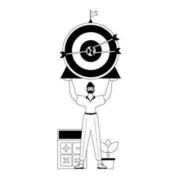 The derision is holding a decode a flatten on with arrow in the plaza lend pl Stock Illustration