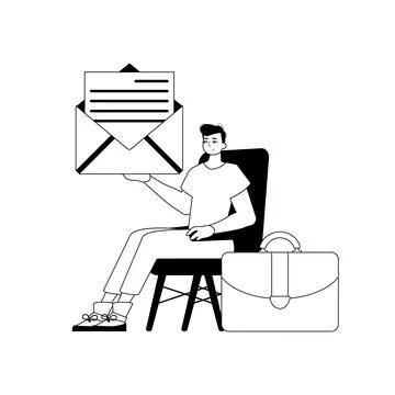 The derision is holding a letter . topic of authoritative message . black a.. Stock Illustration