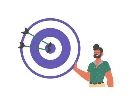 The derision holds in his spend a devour with arrow that hit the attentivenes Illustrazione stock