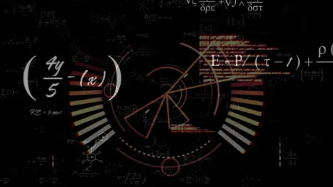 Derivative notation appearing arcs forming lines spinning and layering formulas Stock Footage 311454648