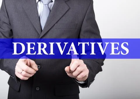 Derivatives written on virtual screen. technology, internet and networking 스톡 사진