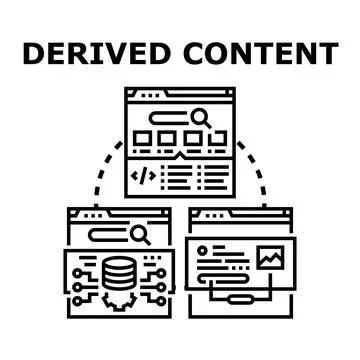 Derived content creating new digital information flow 스톡 일러스트
