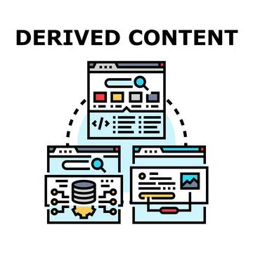 Derived content creating new digital information flow Stock Illustration