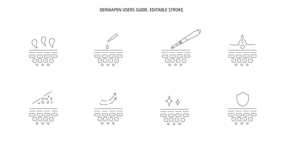 Derma roller, dermapen or mesopen line icon for face treatment. Vector stock Stock Illustration