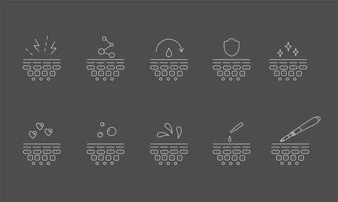 Derma roller, dermapen or mesopen line icon for face treatment. Vector stock Stock Illustration