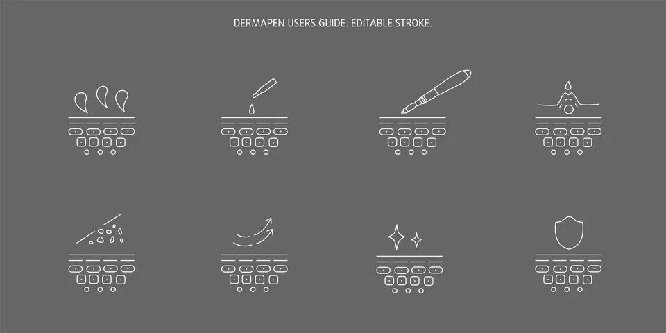 Derma roller, dermapen or mesopen line icon for face treatment. Vector stock Stock Illustration