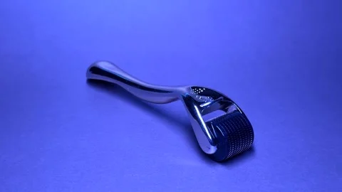 Derma roller for medical micro needling therapy. Dermaroller, mesopen. Stock Footage 303453152