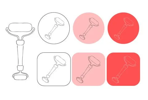 Derma roller vector logo designed in a line style on white background. Stock Illustration