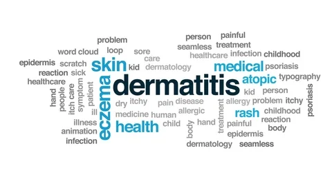 Dermatitis animated word cloud. Kinetic typography. Stock Footage 107270342