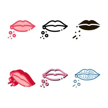 Dermatitis forms near lips icon vector outline イラスト素材