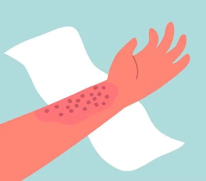 Dermatitis on the skin of a human hand Stock Illustration