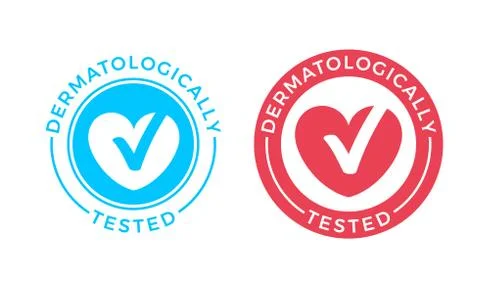 Dermatologically tested vector heart check marks Stock Illustration