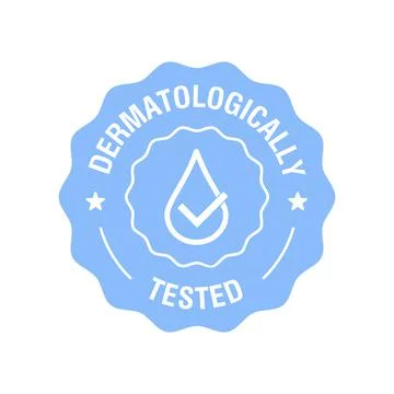 Dermatologically tested vector label with water drop and check mark. Dermatology Stock Illustration