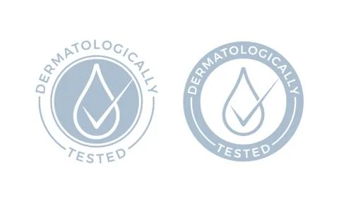 Dermatologically tested vector water drop icons Ilustração Stock
