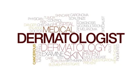 Dermatologist animated word cloud, text animation. Kinetic typography. Stock Footage