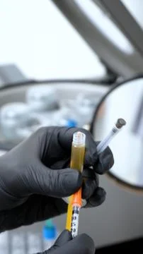 Dermatologist Preparing PRP Injection, Close-Up of Hands and Syringe Stock Photos