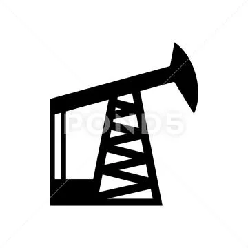 Derrick. Drilling rig icon. Oil pump sign. Industrial object Stock Illustration