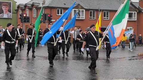 Derry Marching band in Derry, Northern Ireland, 25 August 2024 Stock Footage 288113864