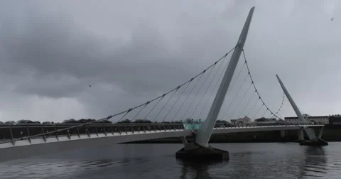 Derry waterfront Peace Bridge Stock Footage 58844849