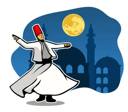 Dervish Dancing In The Moonlight Illustrazione stock
