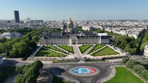 Des Invalides Museum At Paris Ile De France France. Birds Eye View Of Medieval B Stock Footage 309516498