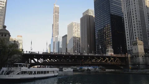 DeSable Bridge Chicago River Loop Stock Footage 116451410