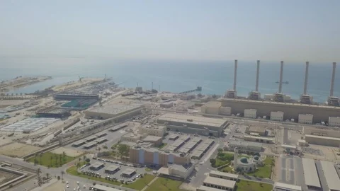 Desalination plant complex by the Arabian Golf (4K) Stock Footage 117322712