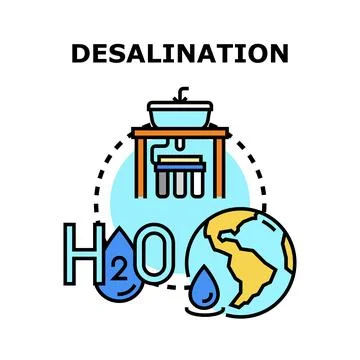 Desalination technology generating fresh water supply Stock Illustration
