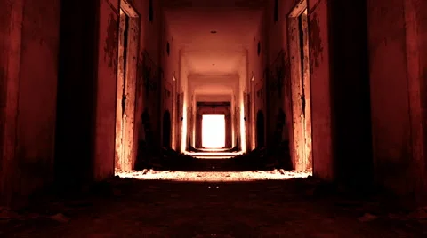 Descend to hell,horror concept,red glowing scary building interior motion. Stock-Footage 53431444