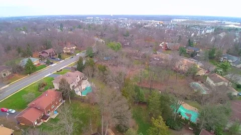 Descend To a Suburban Neighborhood Stock Footage