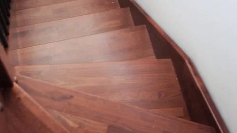 Descend wooden stairs Stock Footage