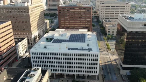 Descending aerial of Federal government building. Washington DC. District Stock Footage