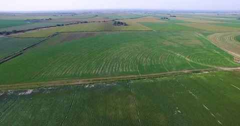 Descending Aerial Showing A Rural Patchwork Farm Landscape In Nebraska Video stock 99113627