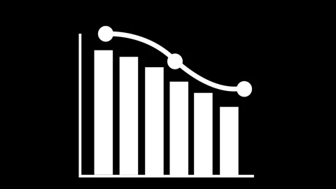Descending bar chart with trend line graph animation Stock Footage 329114239