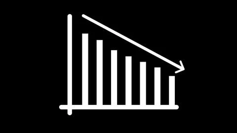 Descending bar graph with arrow indicating a downturn on a black background. Stock Illustration