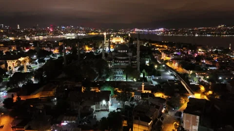 Descending on Blue Mosque Stock Footage 253667635