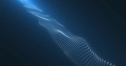 A descending blue path in the form of a wavy moving network of blue dots Stock Footage 243178849