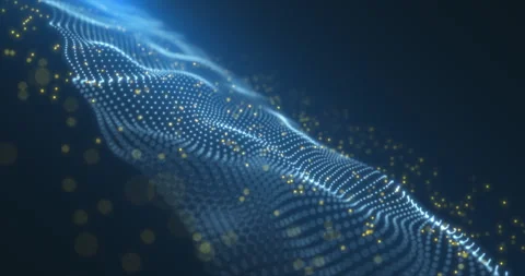 A descending blue path in the form of a wavy moving network of dots Stock-Footage 243179156