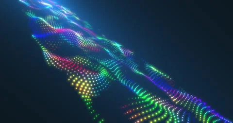 A descending blue path in the form of a wavy moving network of multi-colored Stock Footage 243179366