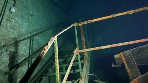 Descending into Budapest's flooded cave system adventure Stock Footage 312078975