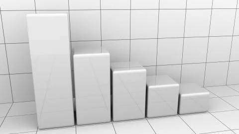 Descending chart or bar graph. Business decline or crisis concepts. 3D rendering 库存插图