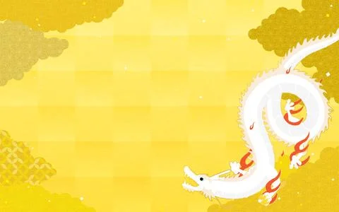 The descending dragon, Japanese Pattern Clouds and Gold Leaf like Japanese .. Stock Illustration