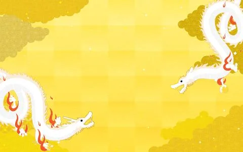 The descending dragons, Japanese Pattern Clouds and Gold Leaf like Japanese.. Stock Illustration