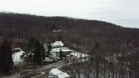 A Descending Drone Flight in the Winter 스톡 동영상 257121448