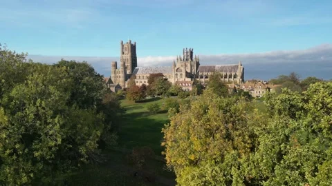 Descending drone shot of Ely Cathedral Stock Footage 226575642